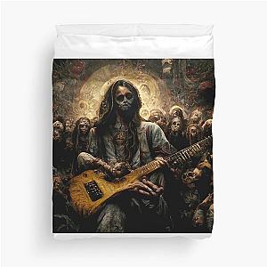 Zombie Jesus Playing Metallica Guitar Duvet Cover