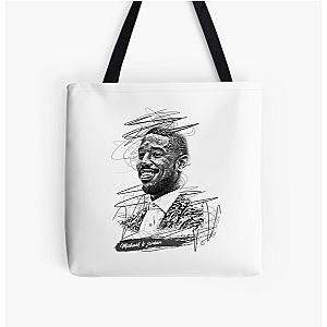 Michael b Jordan Abstract Sketch Art, Michael b Jordan All Over Print Tote Bag