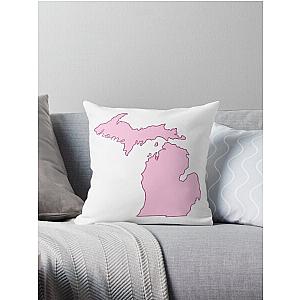 Michigan Home State Pink Throw Pillow