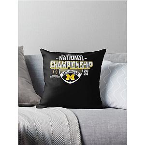 Michigan Wolverines 2024 CFP National Championship Football T-Shirt Throw Pillow