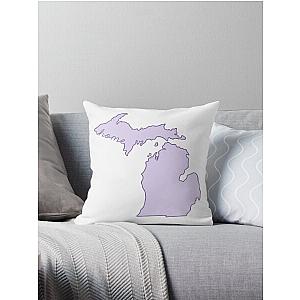 Michigan Home State Outline Purple Throw Pillow