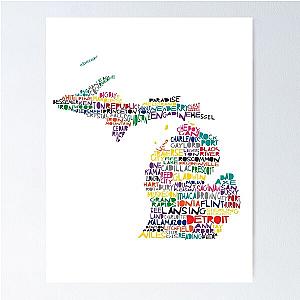 Michigan colorful typography Poster