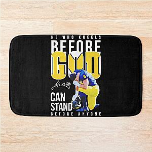 J.J. McCarthy Michigan Wolverines he who kneels before god can stand before anyone signatures Bath Mat