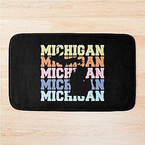 Michigan Colorful Words Stacked Map Silhouette Fan Bath Mat