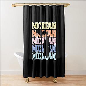 Michigan Colorful Words Stacked Map Silhouette Fan Shower Curtain