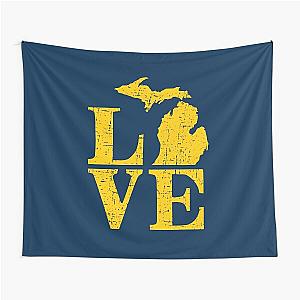 Love Michigan Vintage MI Wolverine State Pride Tapestry