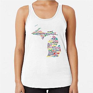 Michigan colorful typography Racerback Tank Top