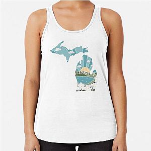 Michigan Illustrated Graphic Racerback Tank Top