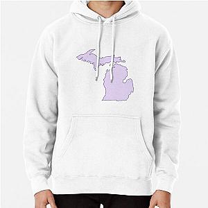 Michigan Home State Outline Purple Pullover Hoodie