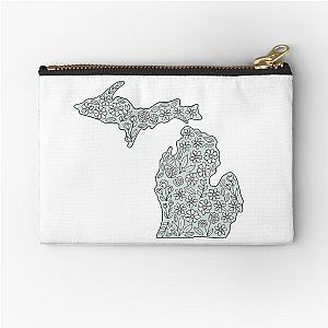 Michigan Blue Flowers Zipper Pouch