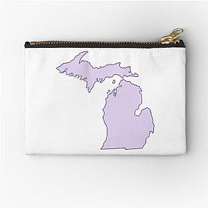 Michigan Home State Outline Purple Zipper Pouch