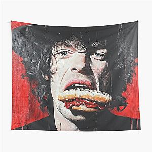 Painting of Mick Jagger eating a Hamburger  Tapestry