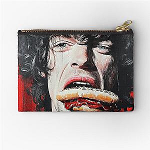 Painting of Mick Jagger eating a Hamburger  Zipper Pouch