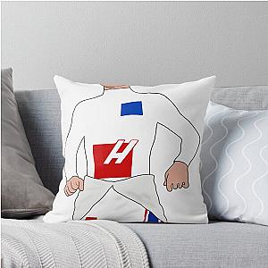 Mick Schumacher wearing a race suit throw pillow