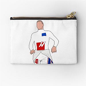Mick Schumacher wearing a zipper pouch