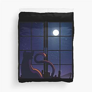 Cat Burning Midnight Oil Duvet Cover