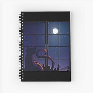 Cat Burning Midnight Oil Spiral Notebook