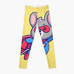 "Mighty Mouse Superhero: Cartoon Vector Illustration" Leggings