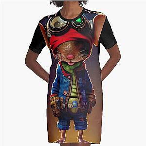 Mighty Mouse AI Art Design Graphic T-Shirt Dress