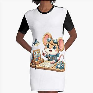 Mighty Mouse the Inventor Graphic T-Shirt Dress