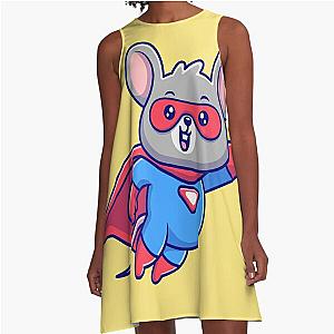 "Mighty Mouse Superhero: Cartoon Vector Illustration" A-Line Dress