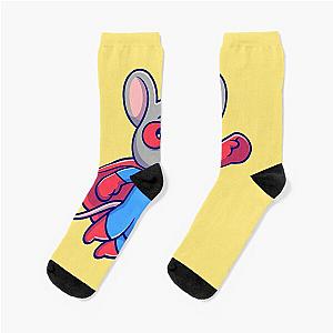 "Mighty Mouse Superhero: Cartoon Vector Illustration" Socks