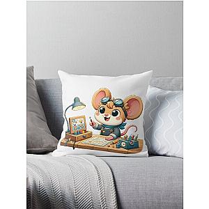 Mighty Mouse the Inventor Throw Pillow