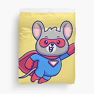 "Mighty Mouse Superhero: Cartoon Vector Illustration" Duvet Cover