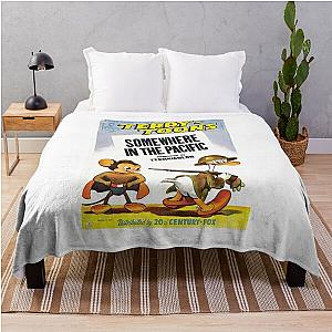 1940's Vintage Retro Poster Mighty Mouse Cartoon Throw Blanket