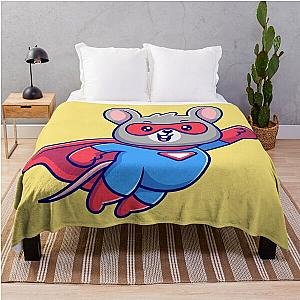 "Mighty Mouse Superhero: Cartoon Vector Illustration" Throw Blanket