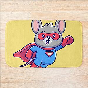 "Mighty Mouse Superhero: Cartoon Vector Illustration" Bath Mat