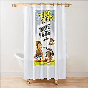 1940's Vintage Retro Poster Mighty Mouse Cartoon Shower Curtain