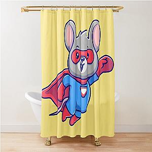 "Mighty Mouse Superhero: Cartoon Vector Illustration" Shower Curtain