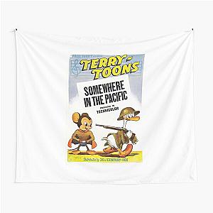 1940's Vintage Retro Poster Mighty Mouse Cartoon Tapestry