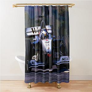 Mika Hakkinen racing his 1999 MP4-14 F1 race car abstract Shower Curtain