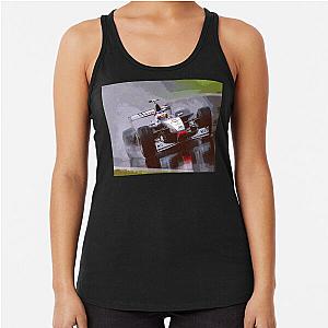 Mika Hakkinen racing his 1998 MP4 13 F1 racecar in the rain Abstract Oil PAINTING Racerback Tank Top