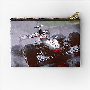 Mika Hakkinen racing his 1998 MP4 13 F1 car in the rain abstract oil painting