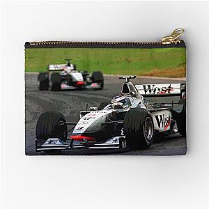 Mika Hakkinen racing his 1998 MP13 F1 racecar abstract Zipper Pouch