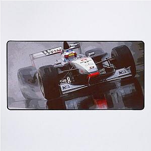 Mika Hakkinen racing his 1998 MP4-13 F1 race car in the rain abstract oil painting Desk Mat