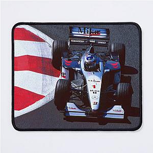 Mika Hakkinen racing his 1999 MP4-14 F1 racecar from above Mousepad