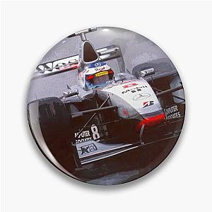 Mika Hakkinen racing his 1998 MP4 13 F1 race car in the rain abstract oil painting.