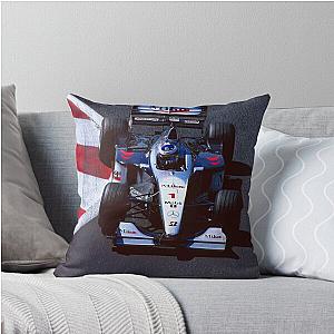 Mika Hakkinen Racing his MP4-14 F1 race car from above Throw Pillow