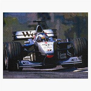 Mika Hakkinen Racing His 1999 Mp4-14 F1 Racecar Abstract Jigsaw Puzzle