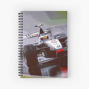 Mika Hakkinen racing his 1998 MP4 F1 racecar in the rain oil painting