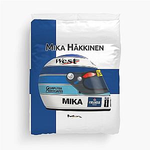 Mika Hakkinen Helmet with Finnish flag Duvet Cover