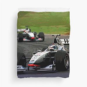 Mika Hakkinen racing his 1998 MP4-13 F1 racecar Abstract Duvet Cover