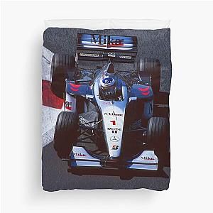 Mika Hakkinen racing his 1999 MP4 14 F1 racecar from above Duvet Cover
