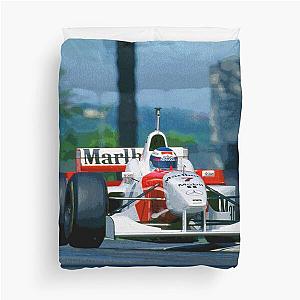 Mika Hakkinen racing his 1996 MP4-11 F1 car on Imola Duvet Cover
