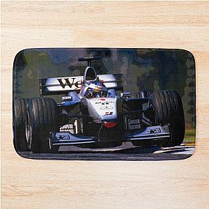 Mika Hakkinen racing his 1999 MP4 14 F1 racecar bath mat