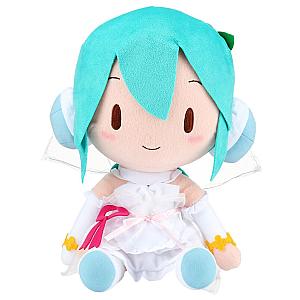 27cm Blue Hatsune Miku White Dress Sitting Doll Plush